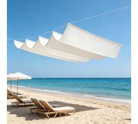 Filet d'ombrage 380 x 450 cm Imperméable Rectangulaire Anti-UV Toile d'ombrage Rétractable Vagu avec Cordes pour Jardin Terrasse Extérieur Pergola Balcon Patio, Blanc