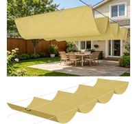 Filet d'ombrage 600 x 700 cm Imperméable Respirante Toile Tendue 180G M² avec Œillets D et Cordes Voiles Ombrages Rectangulaire Imperméable pour Jardin Terrasse Camping, Jaune Sable