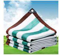 Filet d'ombrage d'extérieur - 80 % tissu d'ombrage en maille rayée bleue et blanche pour pergola, serre, terrasse, balcon, plantes - 3 x 3 m
