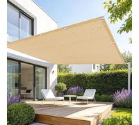 Filet d'ombrage Rectangulaire 0.9 x 1.4 m Respirant Filet D’Ombrage Rectangulaire avec Œillets pour Potager, Serre, Balcon, Terrasse, Pergola, Patio, Jaune Sable
