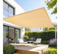 Filet d'ombrage Rectangulaire 1.3 x 1.4 m Respirant Filet D’Ombrage Rectangulaire avec Œillets pour Potager, Serre, Balcon, Terrasse, Pergola, Patio, Couleur Crème