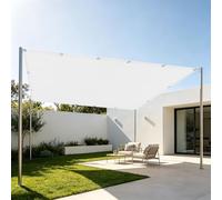 Filet d'ombrage Rectangulaire 1.4 x 3.2 m Respirant Filet de Protection Solaire pour Le Camping avec Œillets pour Potager, Serre, Balcon, Terrasse, Pergola, Patio, Blanc