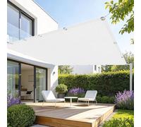 Filet d'ombrage Rectangulaire 2.4 x 2.6 m Respirant Filet D’Ombrage Rectangulaire avec Œillets pour Potager, Serre, Balcon, Terrasse, Pergola, Patio, Blanc