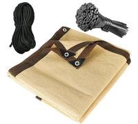 Filet d'ombrage respirant beige pour jardin, terrasse, protection solaire rectangulaire, maille avec corde et attaches de câble, disponible en tailles 3/5/7/9/11 m (6 x 7 m, 600 x 700 cm)
