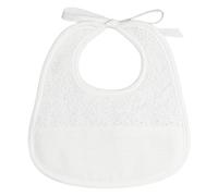 FILET - Embroidery bib made of white cotton terry cloth with Sangallo lace details, plain white, pocket from Aida, ideal for babies, made in Italy, colour: white