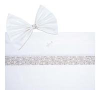 Filet - Ensemble 3 pièces pour Poussette, Drap Housse Personnalisable avec Bande en Toile Aida à Broder + Dessous avec élastiques + taie d'oreiller, fabriqué en Italie, Blanc et Taupe