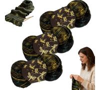 Filet Firefly, fil irisé scintillant : une touche de magie à chaque maille, nouveau fil vert doux scintillant 2026, reflets subtils changeant selon la lumière, pour le tricot et le crochet (3pc)