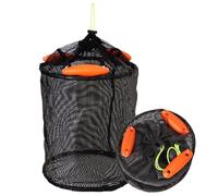 Filet flottant pour poissons - Panier flottant pour poissons capturés | Petits sacs en filet pour poissons - Accessoires de pêche pour kayak - Cage pliable avec cordon pour poissons, 32 x 38 cm, Voir