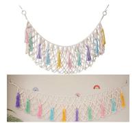 Filet Hamac Mural Pour Peluches, Organisateur Macramé Bohème 130 cm, Rangement Gain De Place, Décoration Chambre Enfant
