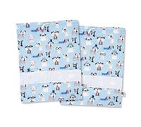 FILET - Set Deux Sacs Maternelle en Coton Imprimé, Sacs Change, Sacs Trousse, Sacs Chaussures, avec Toile Aida à Broder, Made in Italy, 42 x 34 cm, Fantaisie Chiens Ciel