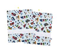 Filet - Lot de 2 sacs de maternelle à motifs petites voitures, sacs en tissu idéaux pour ranger la boîte de vitesses ou les chaussures, avec toile Aida à broder, fabriqué en Italie, 42 x 34 cm, Bleu