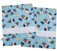 FILET - Lot de 2 sacs de maternelle en coton 100% avec impression police | Insert en toile Aida à broder | Fabriqué en Italie | 42 x 34 cm | Idéal pour le changement, les chaussures, le sport
