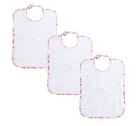 Filet - Lot de 3 bavoirs maternels avec élastique | en éponge blanche avec toile Aida à broder | Bord rose imprimé Licornes | Fabriqué en Italie