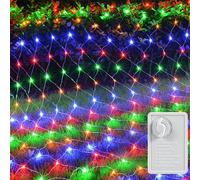 Filet lumineux 1.5X1.5m 102Leds Coloré Chaîne lumineuse LED Rideau lumineux 8 modes de lumière Fonction mémoire Intérieur Fête Jardin Chambre Balcon Décoration