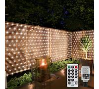 Filet lumineux d'extérieur - 3 x 2 m - 200 LED - Pour Bushes - Étanche - Reliable avec télécommande et minuterie - 8 modes - Pour arbre, jardin - Blanc