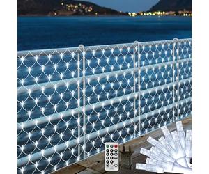 Filet Lumineux d'extérieur pour Buissons, 6 × 3 m 408 LED Lumières de Fée Extérieures, Cristal, Connectable, Étanche, Télécommande, Minuterie pour Jardin, Patio, Balcon, Clôture (Blanc)