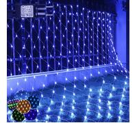 Filet Lumineux Guirlande lumineuse maille IP44 Bleu 1.5x1.5M 96LEDs,Mémoire,8 mode,Pour banc,pavillon