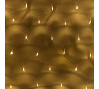 Filet Lumineux Solaire 1 x 1m avec 100 LED Blanc Chaud Sur Câble Transparent