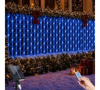 Filet Lumineux Solaire Extérieur, 2 x 3M 192 LED Guirlande Lumineuse avec Télécommande, 8 Modes Filet Lumineux Noël Étanche pour le Jardin Noël les Mariages et Les Fêtes (bleu, 2 * 3M)