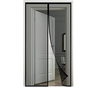 Filet magnétique pour porte 95x180cm Rideau magnétique pour porte Poinçon libre Empêche le vol dans des objets étrangers pour les portes de balcon caves terrasses Facile à installer - Noir