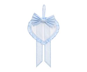 FILET - Noeud de Naissance Nouveau-né en Forme de Coeur en Toile Aida à Broder, Réalisé en Coton Imprimé, Idéal à Accrocher pour Annoncer la Naissance d’un Bébé, 100% Made in Italy, Couleur Bleu