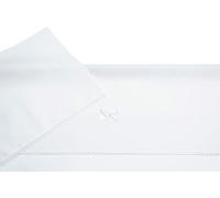 Filet - Parure de lit 3 pièces en Couleur Unie Blanche, 1 Drap Housse avec Angles, 1 Drap de Dessus avec Bande en Toile Aida à Broder et 1 taie d'oreiller, fabriquée en Italie, Blanche