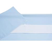 Filet - Parure de lit 3 pièces en Couleur Unie Bleu Clair, 1 Drap Housse avec Angles, 1 Drap de Dessus avec Bande en Toile Aida à Broder et 1 taie d'oreiller, fabriquée en Italie, Bleu Clair