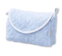 Filet - Pochette avec Rabat et Fermeture éclair, en éponge de Coton, intérieur Hydrofuge, Dimensions 21 x 13 x 7 cm, fabriquée en Italie, Couleur Ciel, Bleu, Pochette en éponge matelassée Ciel