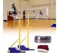 Filet portable réglable pour volleyball et badminton, installation facile avec roues pour sports d'intérieur et d'extérieur
