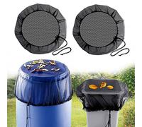 Filet pour Citerne de Pluie,2 pièces Réglable Filet de Protection pour Tonneau de Pluie avec Cordon de Serrage,95 cm Tonneau de Pluie Filet de Protection,Protection Contre Les Feuilles,Les moustiques