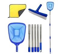 Filet pour piscine | avec brosse en tissu, brosse pour piscine et panier en filet - Pour enterrés, terrasses, jardins, étangs, spas, escaliers, , déchets et feuilles