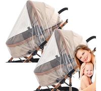 Filet pour Poussette,2X Housses Anti-Insectes et Anti-UV - Maille Respirante Léger et Portable Protection Solaire pour Voyage Camping Randonnée Voiture Balcon Sécurité Parc Bébé