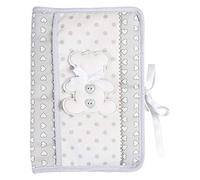 Filet - Protège Carnet de Santé Ourson en Coton, Protetion Mollettoné pour Carnet de Santé (Gris)