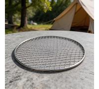 Filet rond en acier inoxydable pour barbecue extérieur, grille en maille robuste pour le camping et la cuisine dans le jardin, argent, diamètre 28 cm (30,5 cm)
