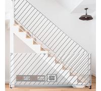 Filet Securite Escalier 85 x 470 cm Robuste et Réglable Filet de Grille de Décoration de Terrasse Extérieure Protection Balcon pour Escalier, Balustrade, Balcon, Blanc