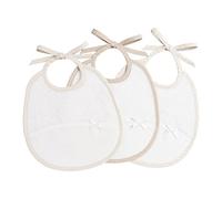 Filet - Set de 3 Bavoirs Bébè en Éponge de Coton Blanc avec Poche en Toile Aida à Broder, Protège les Robes Contre La Gelée, Régurgitation et Salivation, 100% Made in Italy, Blanc et Beige