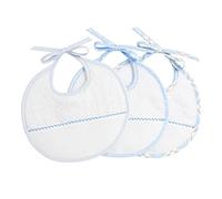 Filet - Set de 3 Bavoirs Bébè en Éponge de Coton Blanc avec Poche en Toile Aida à Broder, Protège les Robes Contre La Gelée, Régurgitation et Salivation, 100% Made in Italy, couleur Blanc et Ciel