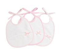 Filet - Set de 3 Bavoirs Bébè ovales en Éponge de Coton Blanc avec Poche en Toile Aida à Broder, Protège les Robes Contre La Gelée, Régurgitation et Salivation, 100% Made in Italy, Blanc et Rose