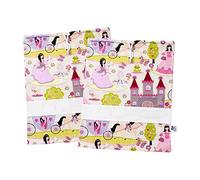 FILET - Set Deux Sacs Maternelle en Coton Imprimé, Sacs Change, Sacs Trousse, Sacs Chaussures, avec Toile Aida à Broder, Made in Italy, 42 x 34 cm, Fantaisie Beige Rose Princesses