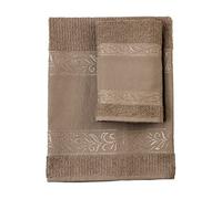 Filet - Set Serviettes avec Invité avec Insert en Toile Aida à Broder, Réalisé en Eponge de 100% Coton, Doux et Absorbant, Doux sur Peau, 100% Made in Italy, Teinte Unie, Couleur Corde