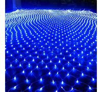 Filet Solaire Guirlandes, 200Led Arrière Cour Patio Net Lumière Balcon Clôture Maille Fée Lumière Chaîne Extérieur Étanche 3mx2m 8 Modes Extérieur Jardin Lumière, Mur Toit Rideau Décor (Bleu)