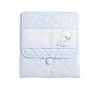 FILET - Table à Langer pour Voyage, Table à Langer Portable pour le Changement de Couche, Réalisé en Coton Rembourré, avec Poche en Toile Aida pour Broder, 100% Made in Italy, Trèfle Bleu AMP1119B