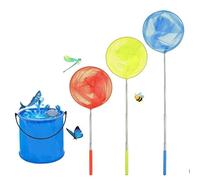 Filet télescopique extensible avec seaux d'eau pliables pour attraper les insectes, les crabes, les oiseaux, la plage, les étangs, la piscine, filet télescopique en plein air (3 ')