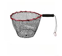 Filet télescopique pliable avec poignée courte pour kayak, bateau, eau douce, eau salée, ruisseau, pêche en ruisseau, filet d'atterrissage léger en alliage d'aluminium (B rouge)