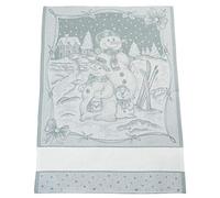 FILET - Torchon Cuisine de Noël en Pur Coton Jaquard, Taille 81 x 57 cm, avec Insert en Toile Aida à Broder, Fantaisie Bonhomme de Neige, Couleur Gris, Idée Cadeau, Made in Italy AMC1653