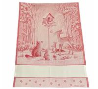 Filet - Torchon de Noël en Pur Coton Jaquard, avec Insert en Toile Aida à Broder, Fantaisie étoilée, Couleur Rouge, Taille 80 x 60 cm, Jolie idée Cadeau, fabriquée en Italie