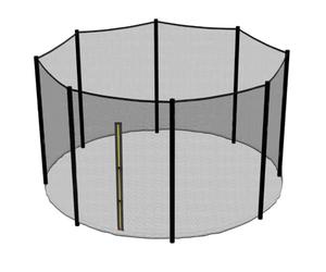 Filet Trampoline 360cm à 370cm - 8 Barres - Hauteur 180 cm - Fourreau Extérieur