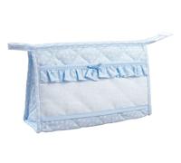 FILET -Trousse de Toilette, Fermeture éclair I Bande en Toile Aïda à Broder I Produit Fabriqué en Italie - Bleu