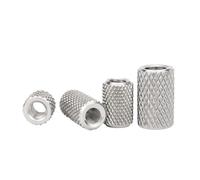 Filets de levage de marchandises, Écrous de couplage moletés ronds en acier inoxydable argent 2/5 pièces M3-M16(D10xM5x15 5pcs)