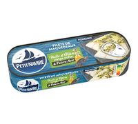 FILETS DE MAQUEREAUX HUILE D'OLIVE VIERGE EXTRA & POIVRE NOIR SANS ARRÔME 145G, PETIT NAVIRE, LOT DE 4